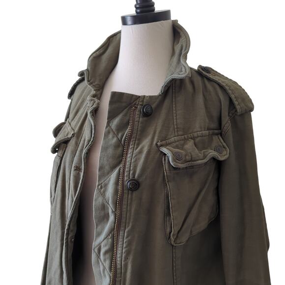 Free People Utility Jacket Womens Small Military Style Army Green Cargo Pockets - Picture 7 of 11